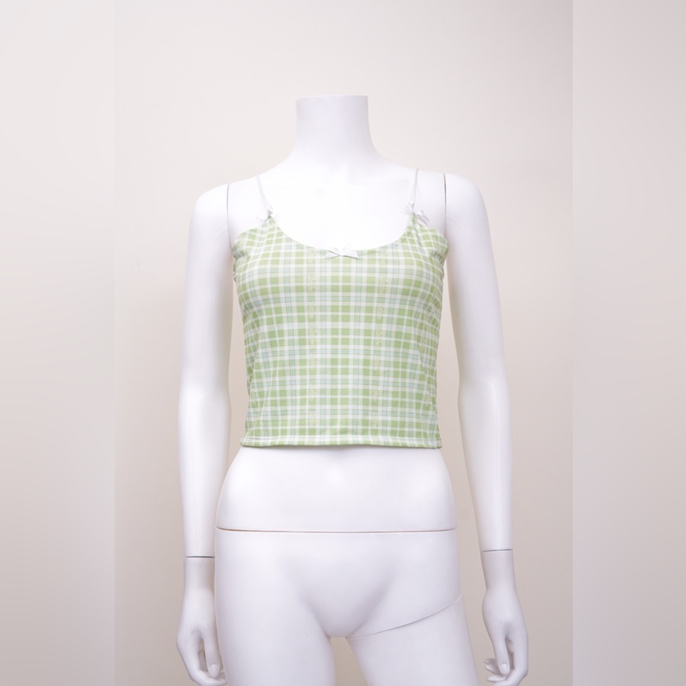 Omighty Plaid Skinny Green Checkered Tank